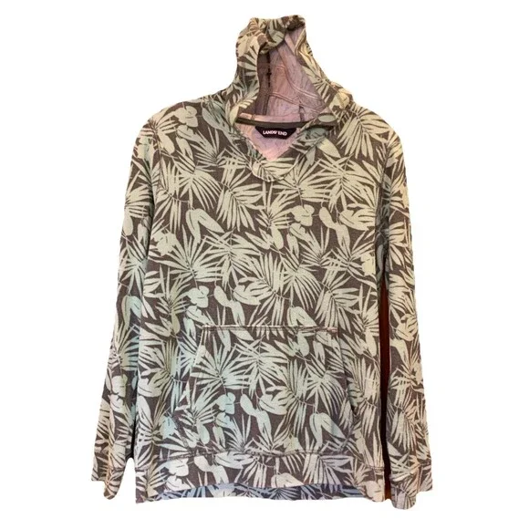 Lands End Hoodie Top Coverup Terry Youth Unisex XL 14/16 Kanga Pocket Swim Pool