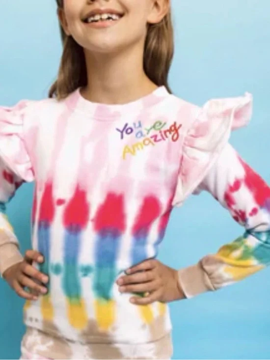 Lola + The Boys Ruffle Tie Dye Sweatshirt Sz 8