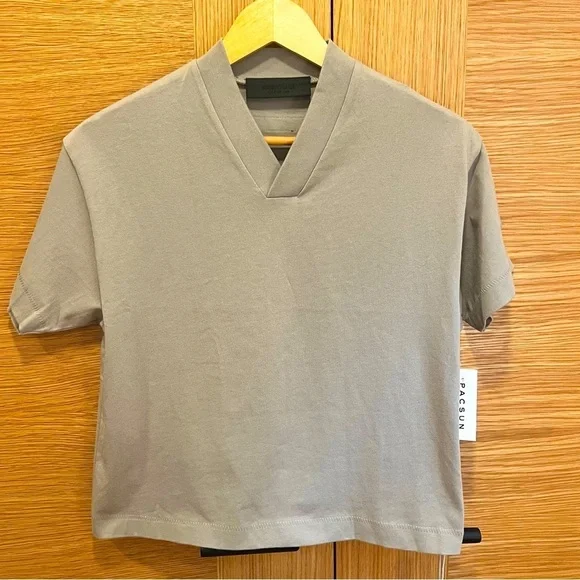 Fear of God Essentials | Kids V Neck T-Shirt | Color 'Seal' | Youth 6/7