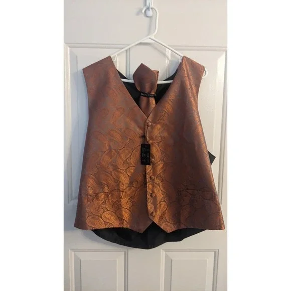Barry Wang Vest Set, NWT, 2XL, Orange/Rust, Silk