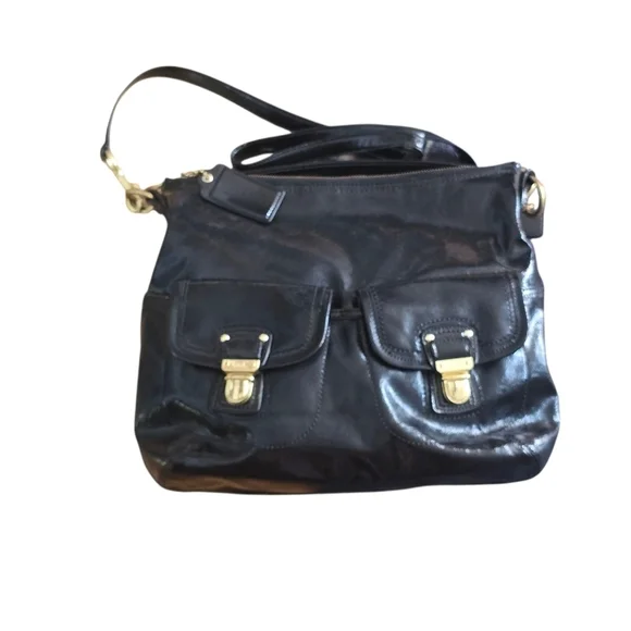 Coach Black Shoulder Hobo Bag Daisy Liquid Gloss Pat Leather Purse F23401 Y2k