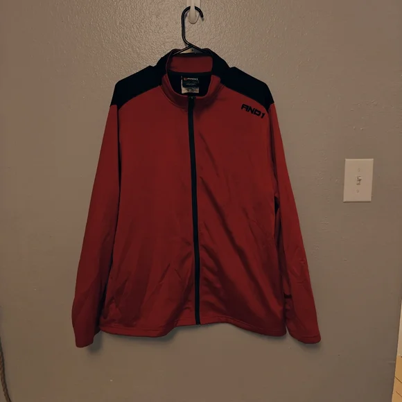 And1 Red and Black Lightweight Track Jacket Size XL