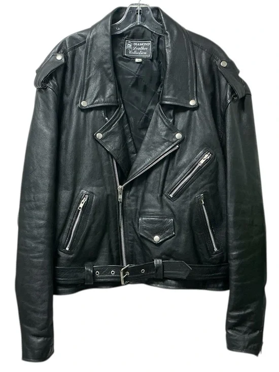 🏍️Vintage Diamond Leather Collection Biker Jacket with Silver Hardware
