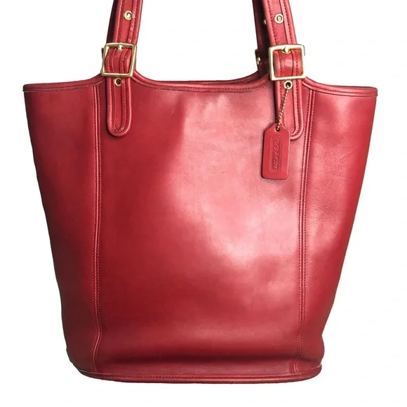 VINTAGE COACH Legacy Red Glove Tanned Leather Large Shopper Tote Bag 9090 COA