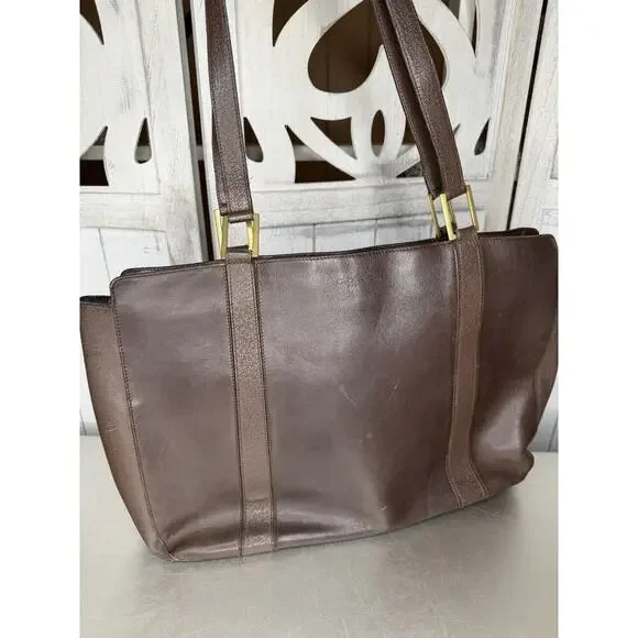 Vintage 90s Coach Brown Mahogany Bridle Leather Tote Double Handle Handbag