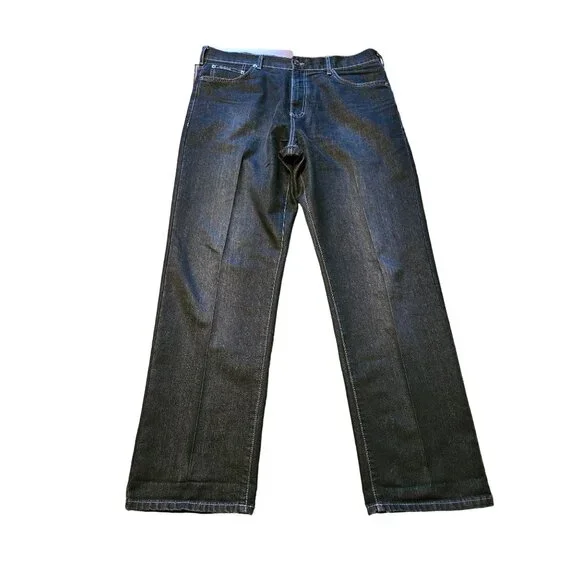 Calvin Klein Straight Leg Dark Wash Streetwear Jeans Gray Stitching Men Size 38