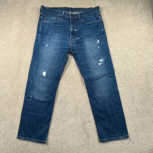 Levi's 505 Jeans‎ Mens 36x29 Blue Denim Medium Wash Mid Rise Regular Fit Outdoor
