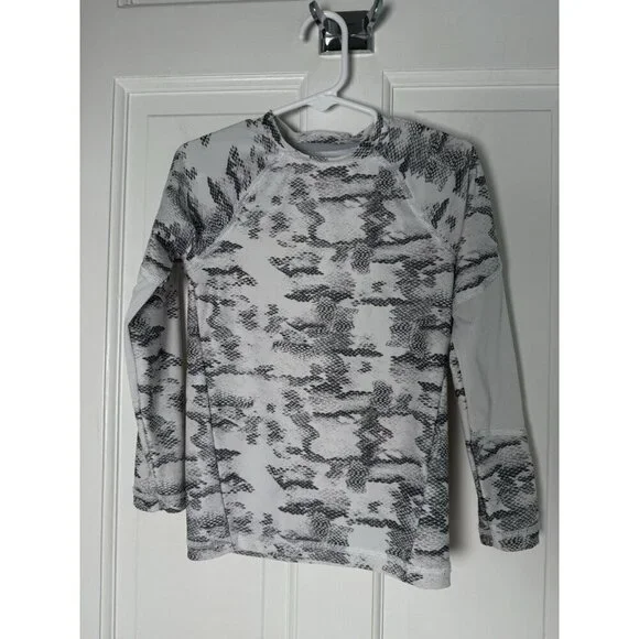 DSG Boys Gray & White Snake Skin Compression LS Shirt Size 2XS (4-5)