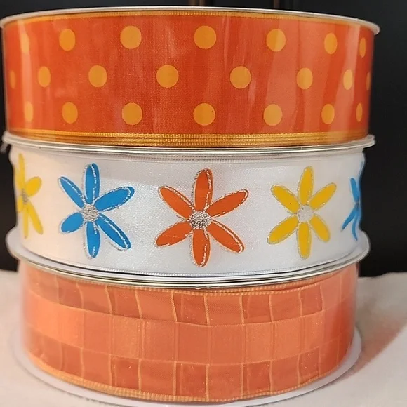 NEW 3 Rolls Kirkland Wire-edged Ribbon, 1-1/2