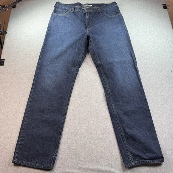 CARHARTT RELAXED FIT MENS DARK WASH BLUE DENIM JEANS SZ 38X34 BD5119-M EUC