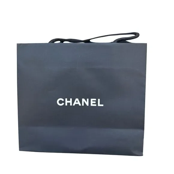 Authentic CHANEL Black Shopping Gift Bag Paper Bag Rope Handles 9x8x4 Empty