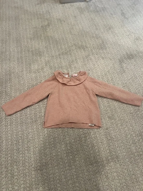 NWOT Zara Girls' Rose Ruffle Collar Knit Top 18-24 months