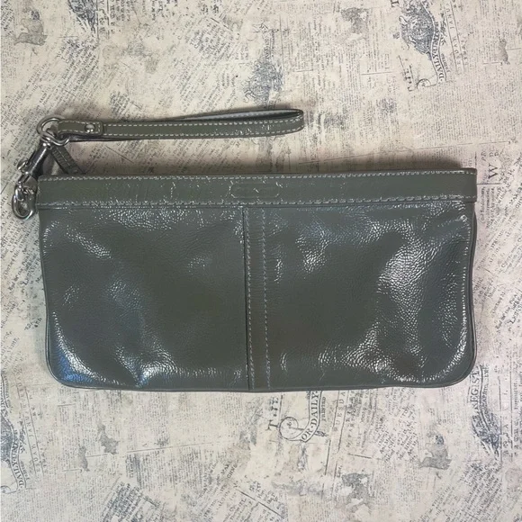 Coach gray leather wristlet