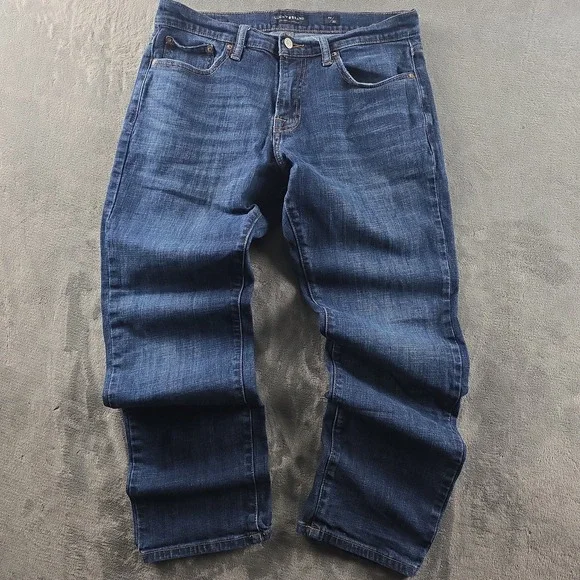 Lucky Brand 221 Straight Blue Jeans Men's Size 33x30 MSR (34×30) Whiskers
