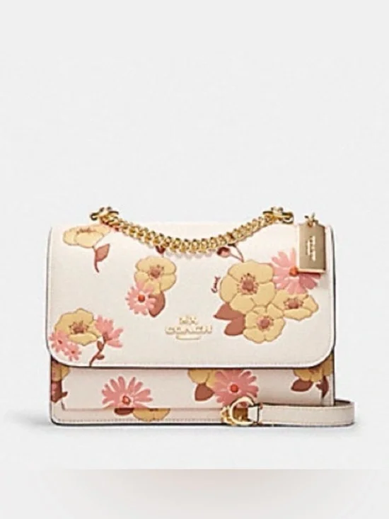 Coach Klare Crossbody chalk with a floral cluster print refined pebble leather