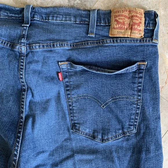 Levis 559 Mens Jeans Blue Size 46x30 Straight Stretch Denim Cotton Blend