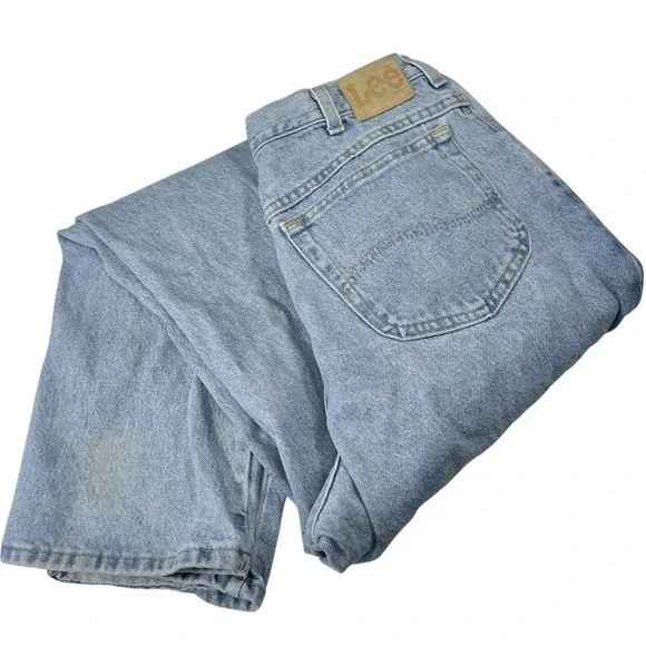 Lee 32x31.5 Light Wash Denim Jeans Straight Leg Vintage 90s Casual Retro