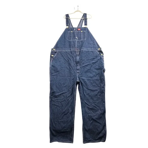 Dickies‎ Bib Overalls Mens 58x32 Blue Indigo Denim Carpenter Workwear Grunge