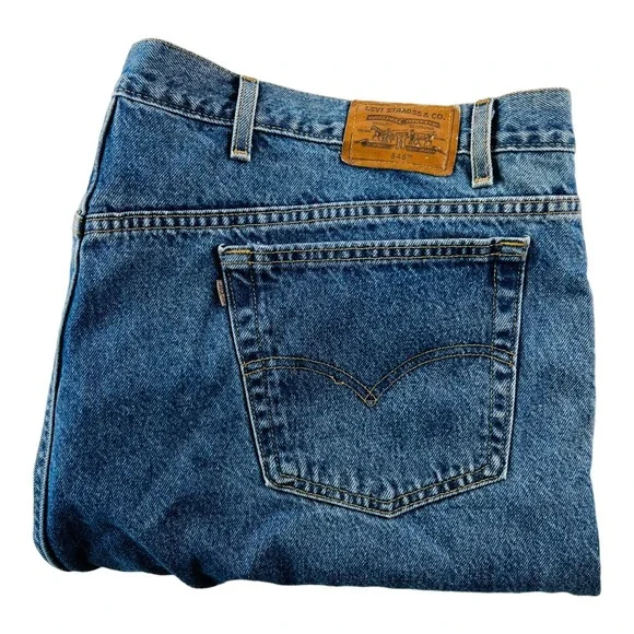 Levi Strauss & Co Blue 545 Ct 5 Pocket Cotton‎ Jeans Loose Fit Made in USA 52X32
