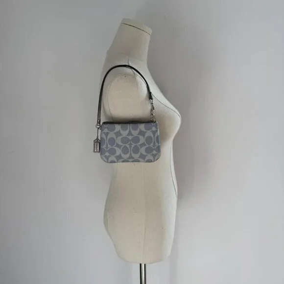 Coach Mini Signature Demi Bag/ Wristlet in Pewter Gray
