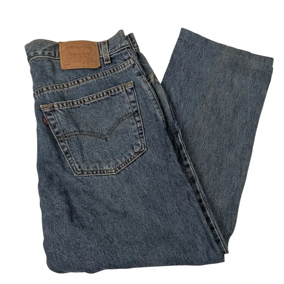 Levis 505 Regular Fit Straight Leg Jeans Mens 38x30 Med Wash Blue Y2K July 2000