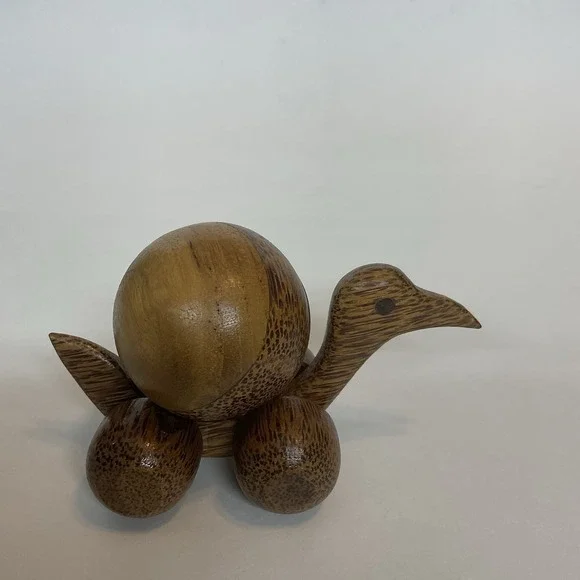 Vtg Bird Push Toy Educational Wooden Toyon Wheels With Rolling Ball‎ On Top MCM