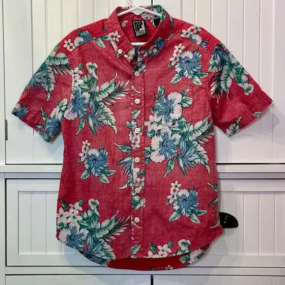 Brooklyn Athletics Youth SM Hawaiian Aloha Shirt Vintage Casual Button Down Tee