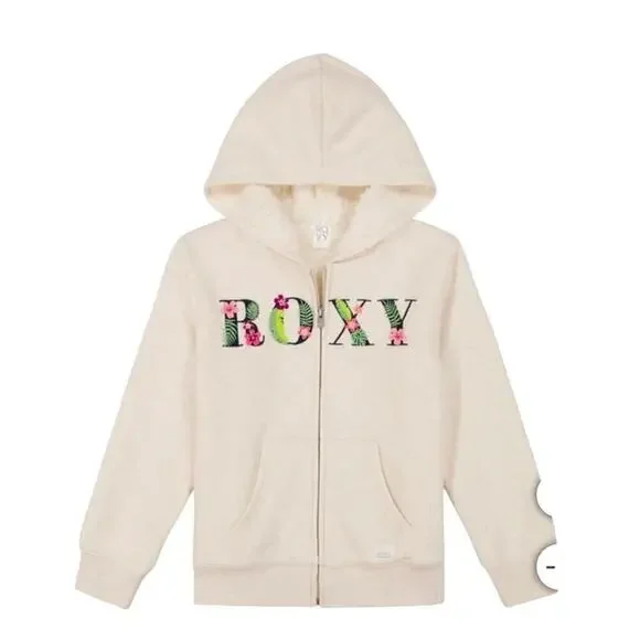 Roxy Girl’s Hoodie Sweatshirt Beige Size Small NWT