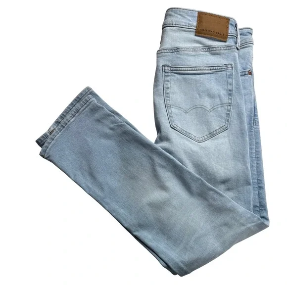 American Eagle Airflex+‎ Slim Straight Light Wash Blue Jeans Mens 29x30