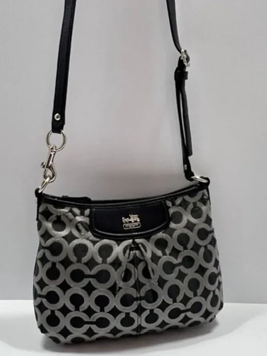 Coach Madison Crossbody bag Black/Grey Jacquard w/Cert of Auth - needs repairs