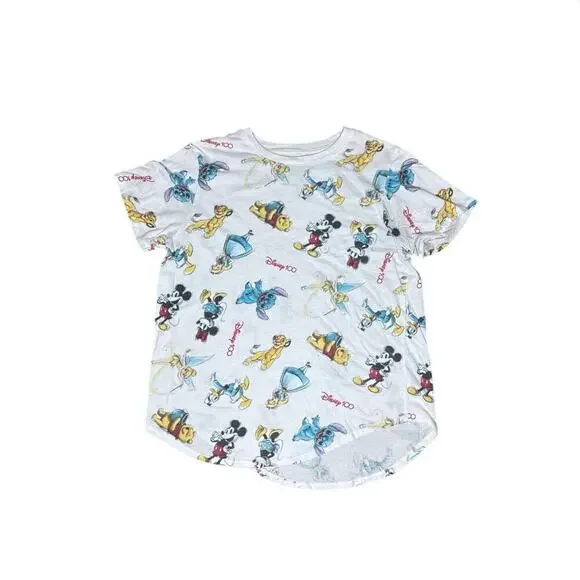 Disney 100 Character Graphic Tee Girls XXL 19 Character Print