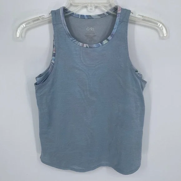 Athleta Girl's Blue Layered Open Back Camisole Tandem 2-in-1 Tank Top Size L 12
