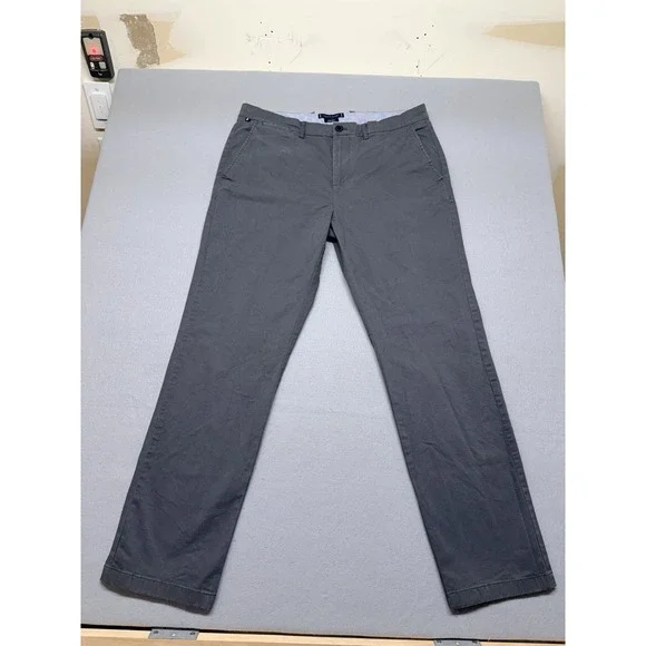 TOMMY HILFIGER Mens Gray Straight Business Trousers - Size 34X32