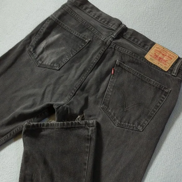 Levis 505 Straight Fit Faded‎ Black Denim Jeans Mens 34x32 100% Cotton