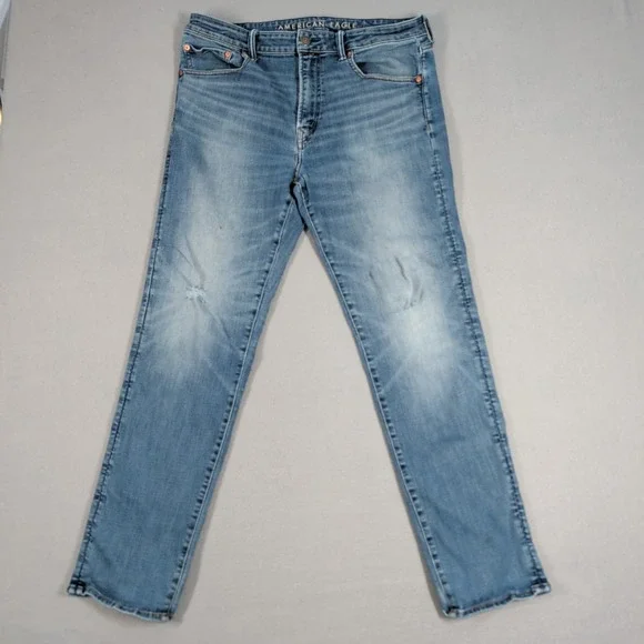 American Eagle Jeans Mens 36x34 Blue Athletic Straight Airflex Temp Tech Denim