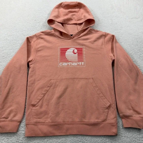 Carhartt Kids XL 14 Peach Pink Graphic Pullover Hoodie TS9985-G Sweatshirt
