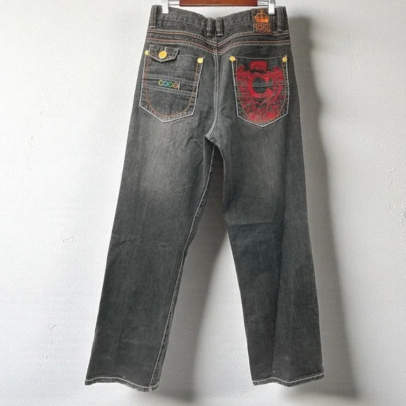 Coogi‎ Jeans Men's 36x34 Black Embroidered Y2K Baggy Streetwear Vintage Hip Hop