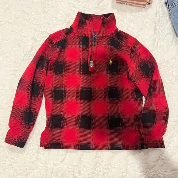 Polo by Ralph Lauren Red and Black Plaid Kids Hoodie