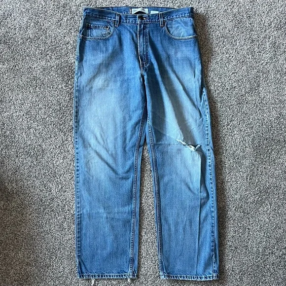 Levis 569 Mens‎ Baggy Jeans Blue W36 L34 Loose Fit Straight Leg Denim Zip Fly