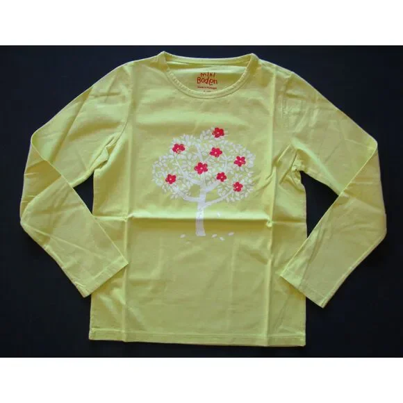 NEW MINI Baby Boden girls tee shirt 3 4 yellow tree red graphic long sleeve top