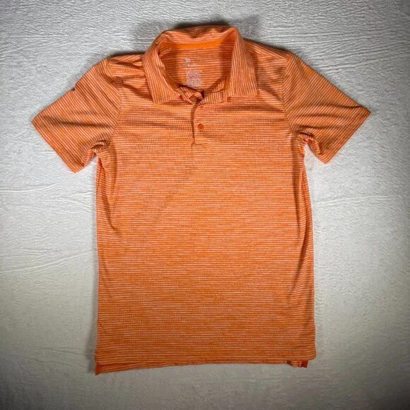 All in Motion Boys Stripe Golf Polo‎ - Orange Quick Dry Moisture Wicking XL