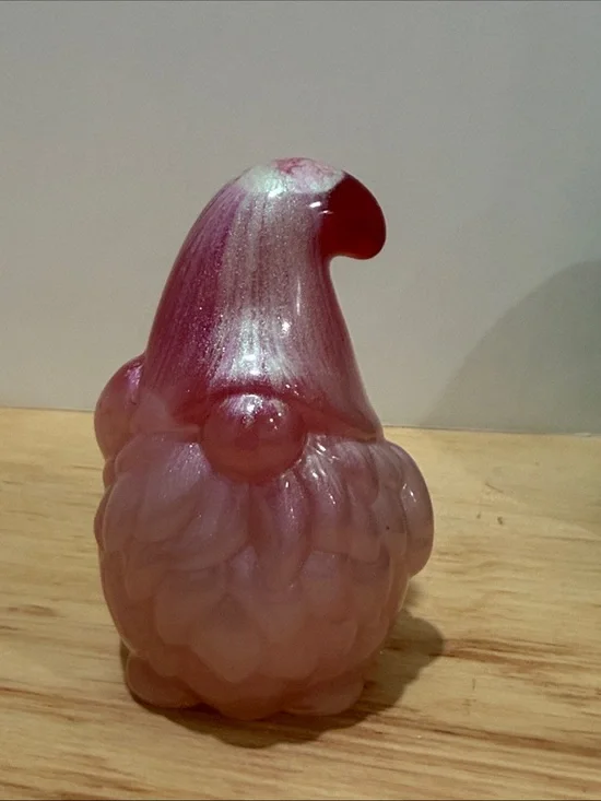 Pink Resin Gnome- Shimmering Pink Decorative Figurine
