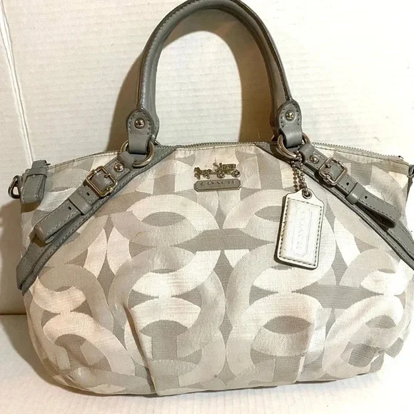 Coach grey nylon satchel handbag