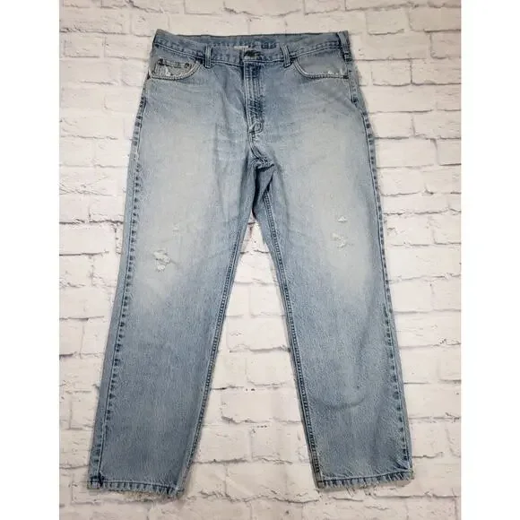 Carhartt MENS 40X30 Jeans Blue Denim Straight Traditional Fit Grunge B18 STW Y2K