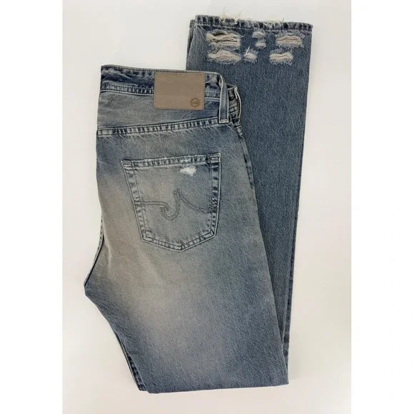 AG Adriano Goldschmied Jeans Mens 31 Blue The Pipe Distressed‎ Straight Leg