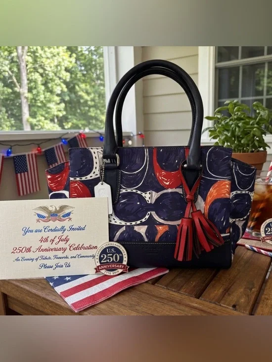 Coach Legacy Heritage Candace Carryall Satchel Bag Navy Multi 19951 Americana