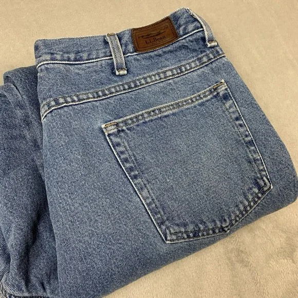 L L Bean Flannel Lined Jeans Mens 36x29* Blue Denim Relaxed Fit Work Outdoors