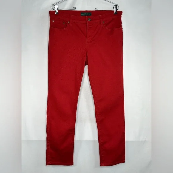 LRL Lauren Jeans Co Red Jeans Modern Straight Ankle Sz 10‎