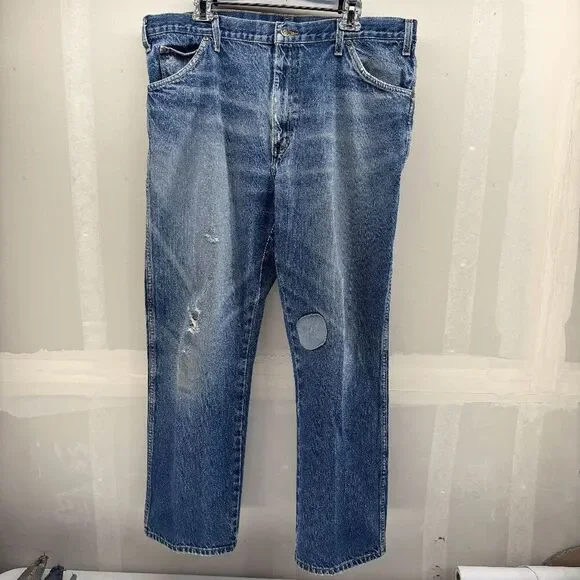 Dickies Jeans 40x32 Actual‎ 38x29 Relaxed Medium Wash Denim Distressed Work Wear
