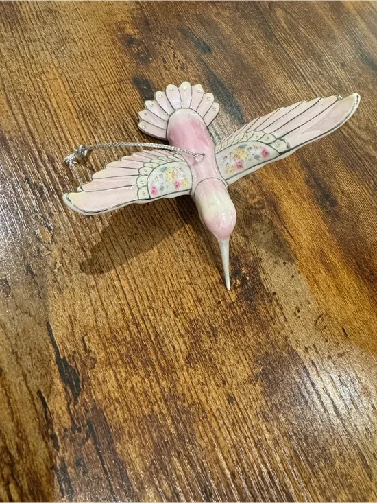 Pink Porcelain Hummingbird Ornament from Bradford Exchange by Lena Lou